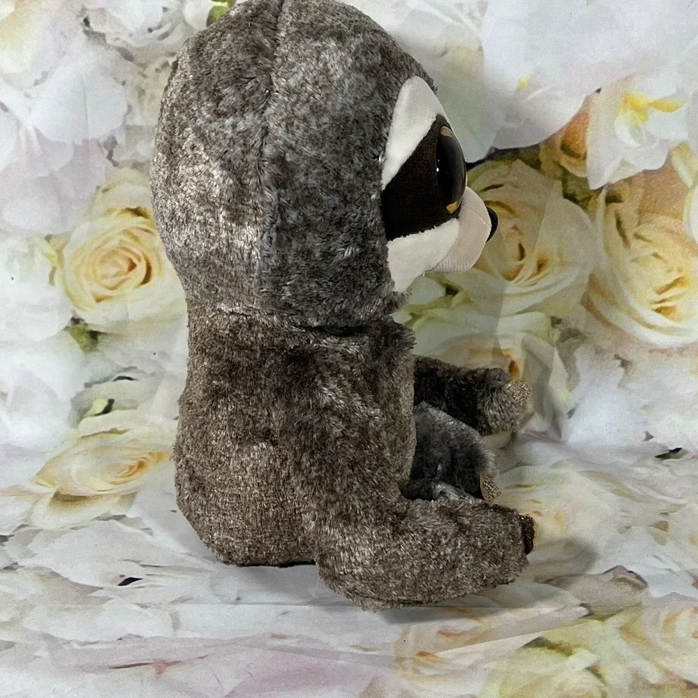 Ty Beanie Boo Dangler Sloth Plush Brown Gold Glitter Eyes Paws Soft TySilk 9in
